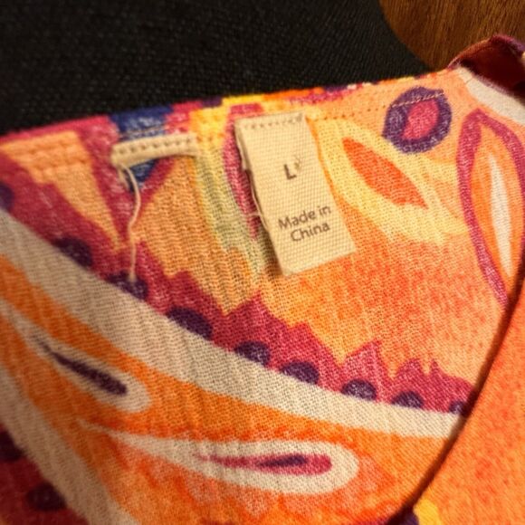 Soft Surroundings Blouse Large Womens Top Colorful Retro Layered 1/2 Sleeve Boho - Picture 6 of 7